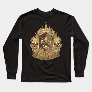 Cool Illustration Of Skull Coat Of Arms Long Sleeve T-Shirt